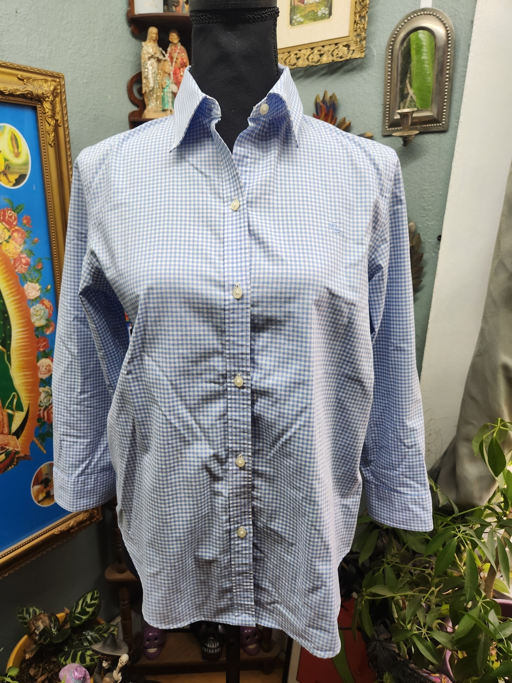 Lauren Ralph Lauren Light Blue Gingham Button-Front Shirt